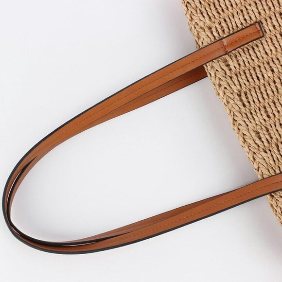 Versatile Straw Beach Shoulder Bag with Lining - 16.1' for All Occasions - Picture 5 of 7